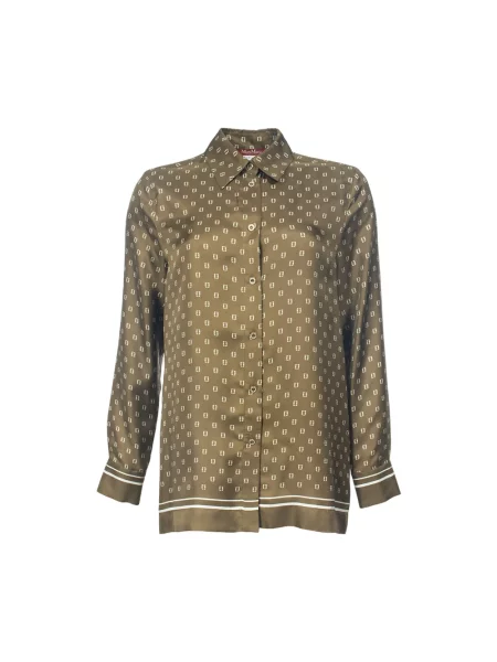 Koszula Max Mara Studio z twillu zielona