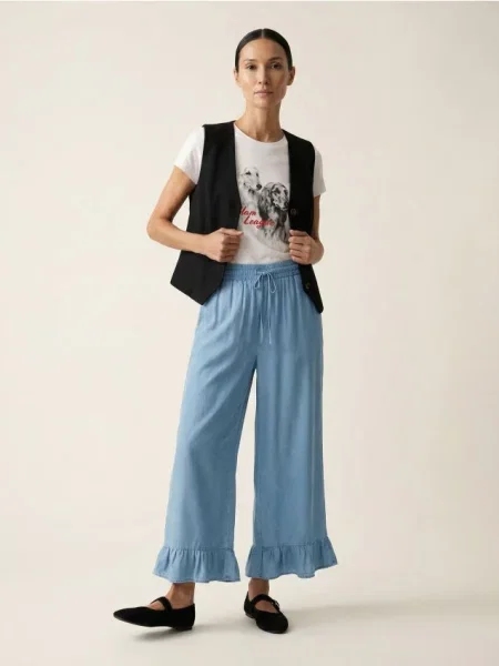 Штани з воланами та з ліоцелу light blue сині