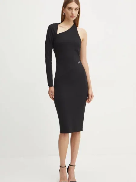 Karl Lagerfeld rochie midi mulata negru