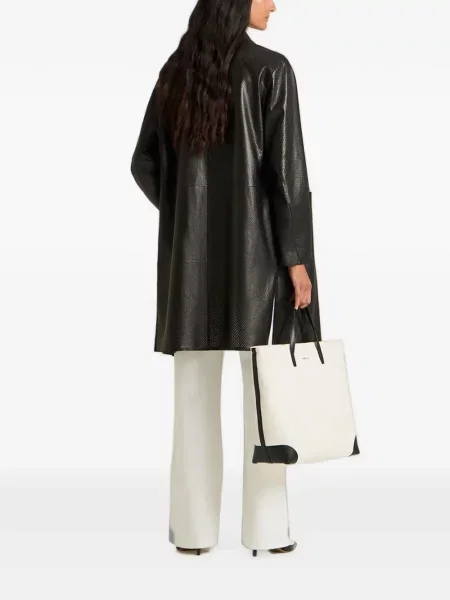 Palton Kiton din piele ajurat negru