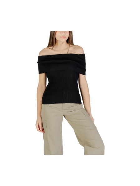 Dzianinowy sweter Only z dekoltem w łódkę czarny