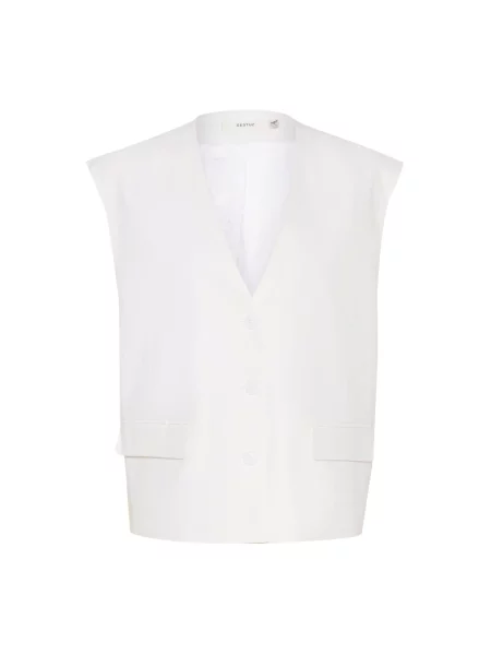 Gestuz kamizelka z domieszką lnu jednorzędowa biały