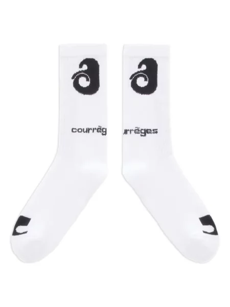 Skarpety Courreges prążkowane białe