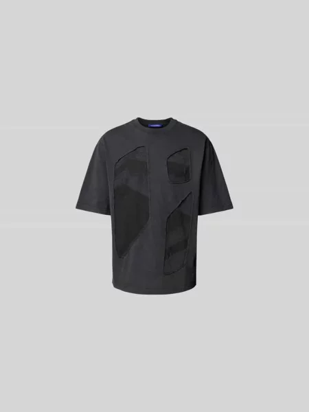T-shirt z prążkowanym okrągłym dekoltem A-cold-wall* czarna