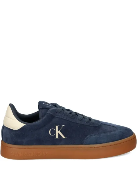 Sneakerși Calvin Klein Jeans cu șireturi din piele de căprioară albastru