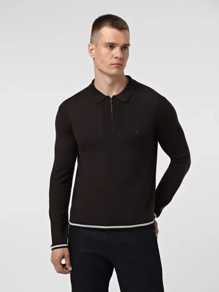 Шерстяное поло Emporio Armani коричневое