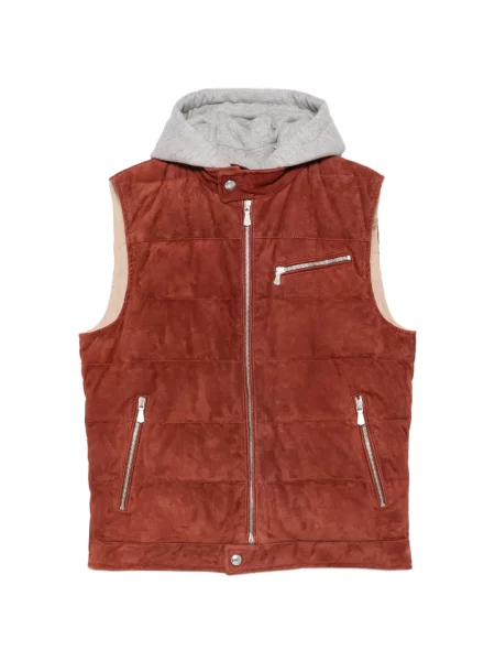 Vestă Eleventy din piele de căprioară roșu
