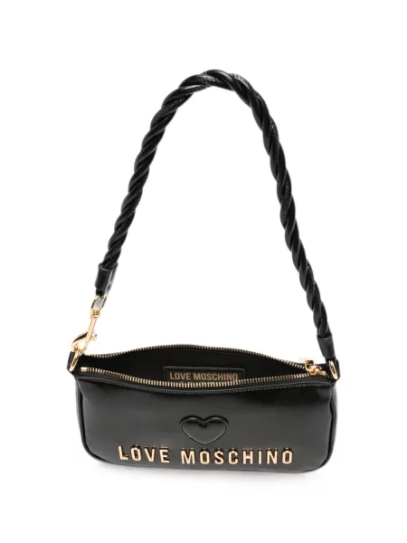 Чанта Love Moschino със сърца с автограф черно