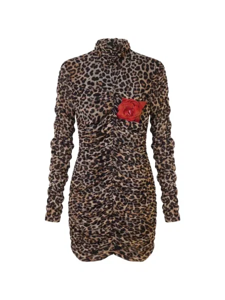Rochie mini Blumarine cu imagine cu model leopard maro
