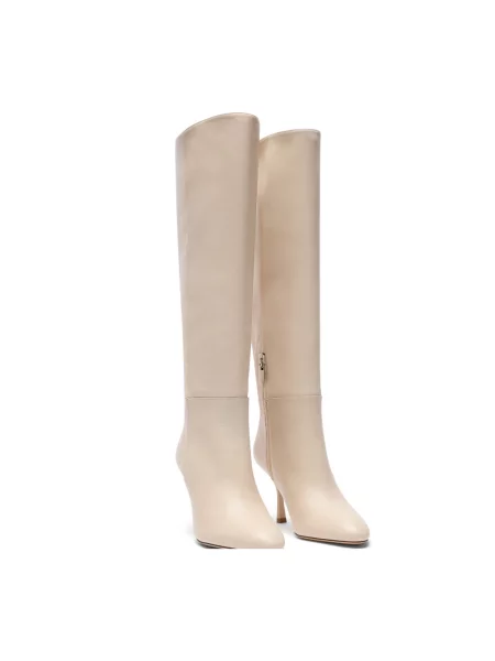 Lniane botki Stuart Weitzman beżowe