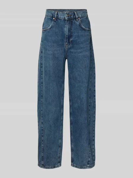 Jeansy z szeroką nogawką i wpuszczanymi Oui niebieskie