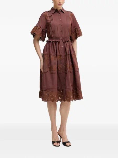 Rochie midi Silvian Heach din dantelă maro