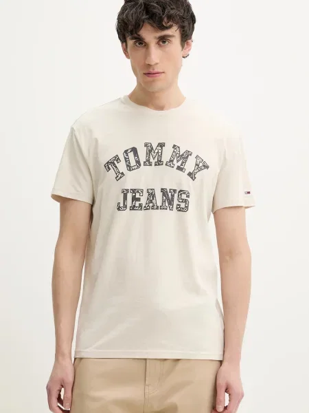 Tommy Jeans Tricou bej negru