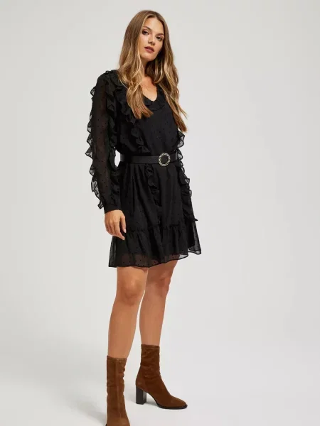 Rochie Marisse cu volane negru