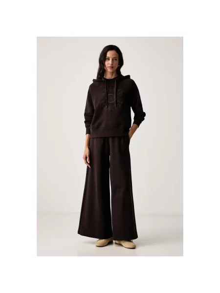 Haftowane spodnie Armani Exchange brązowe