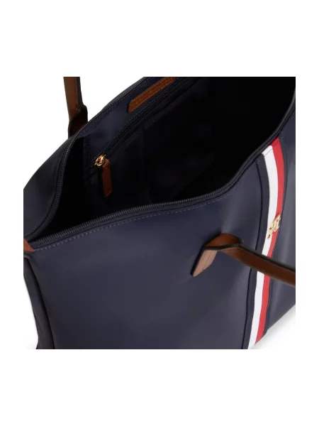 Kabelka Tommy Hilfiger Popette Tote Corp Tmavomodrá modrá