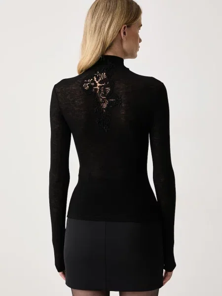 Ermanno Scervino LIFE longsleeve z dodatkiem kaszmiru czarna