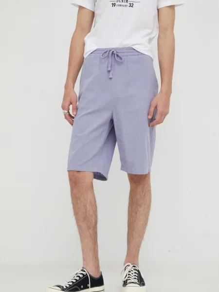 Къс панталон с лен Lee Relaxed Drawstring S Misty Lilac лилаво виолетово
