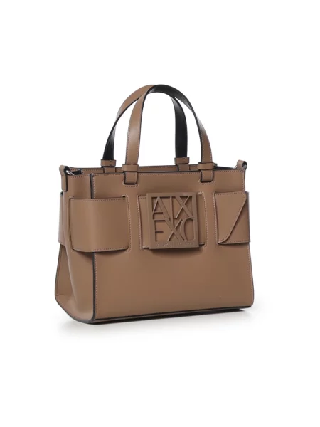 Shopperka Armani Exchange skórzana brązowa