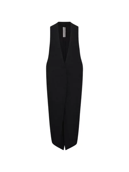 Palton Rick Owens fără mâneci cu decolteu în V negru