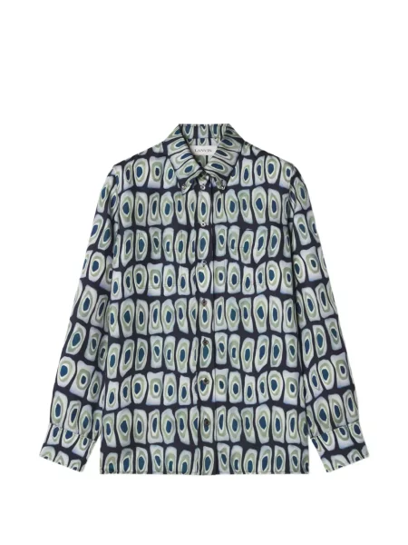 Cămașă Lanvin de mătase cu imagine cu imprimeu abstract albastru