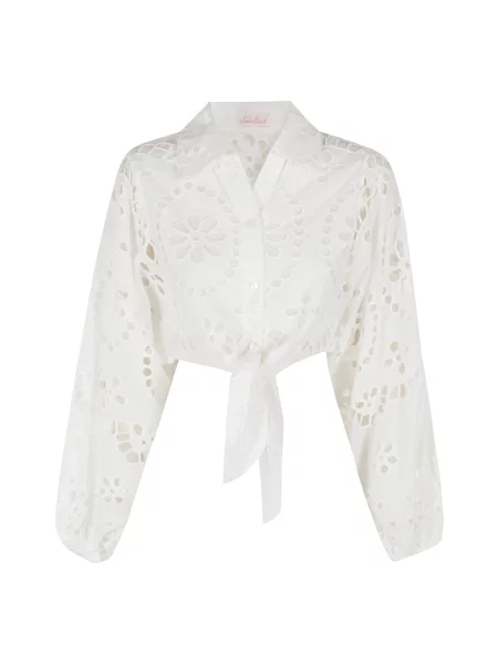 Koszula Mc2 Saint Barth koronkowa o krotszym kroju biała