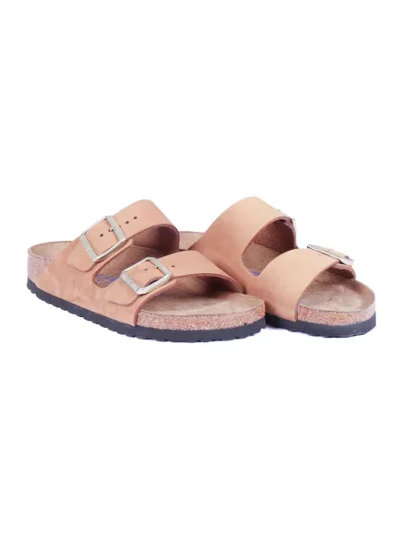 Klapki Birkenstock skórzane beżowe