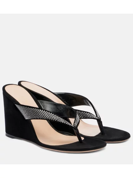 Chiloți tanga Gianvito Rossi din satin negru