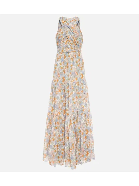 Jedwabna sukienka maxi Veronica Beard w kwiatki garniturowa