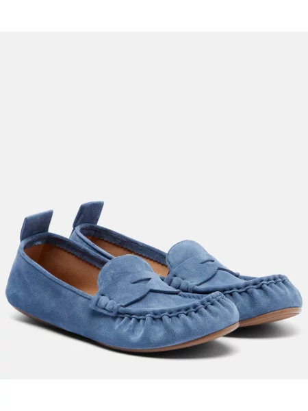 Pantofi loafer Acne Studios din piele de căprioară albastru