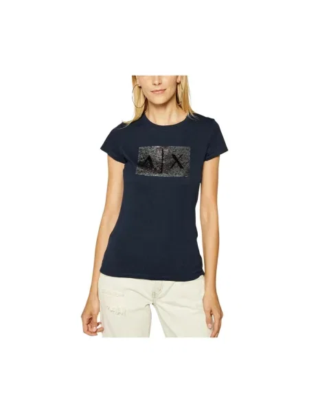Koszulka Armani Exchange z cekinami niebieska
