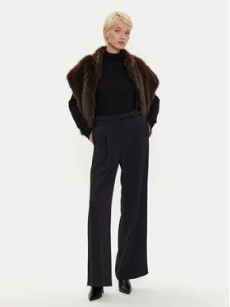 Imperial Kalhoty z materiálu Wide Leg černá