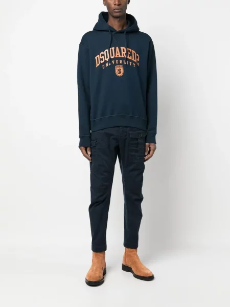 Hanorac cu glugă Dsquared2 cu imagine cu cordon albastru