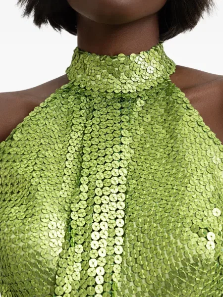 Rochie maxi Gemy Maalouf cu paiete drapată verde