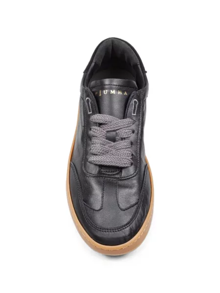Sneakerși Piumha Studio cu șireturi din piele negru
