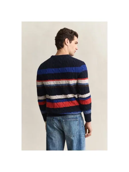 Gant sweter z dzianiny z wełny jagnięcej Mężczyźni Wełna wielokolorowy M niebieski