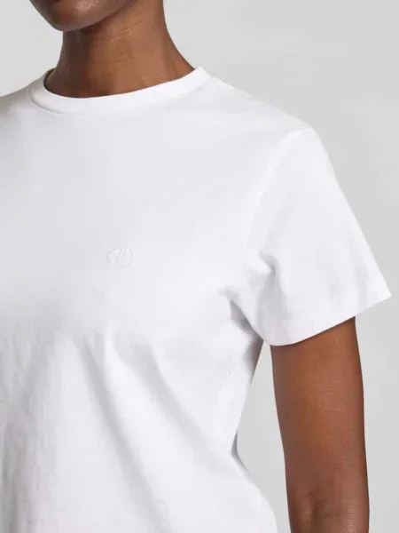 T-shirt w kroju regular fit z haftowanym logo Anine Bing biała