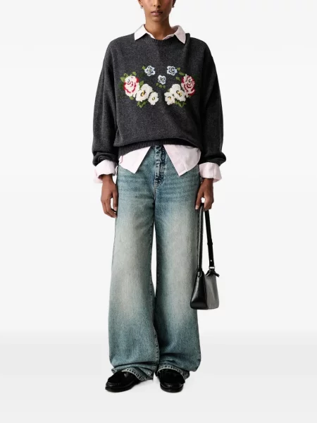 Pulover Stine Goya cu model floral gri