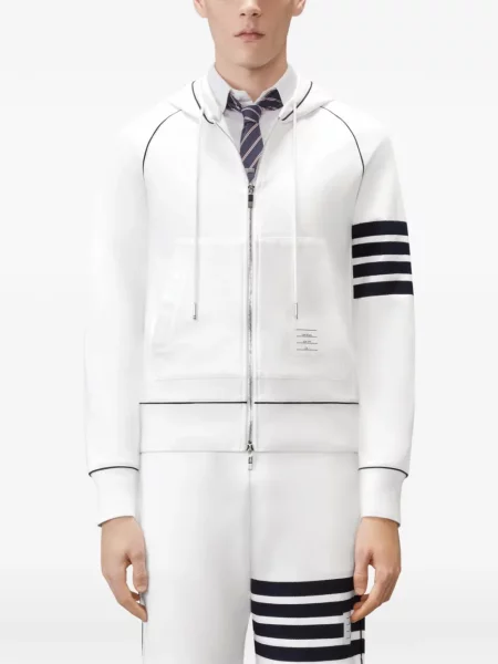 Hanorac cu glugă Thom Browne cu dungi alb