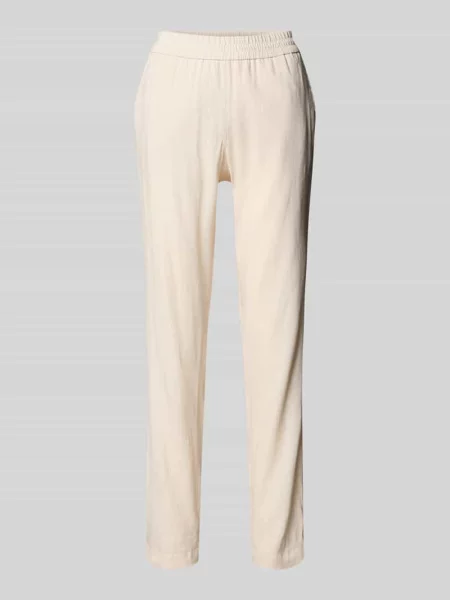Spodnie z mieszanki lnu z wpuszczanymi Marc Cain beżowe