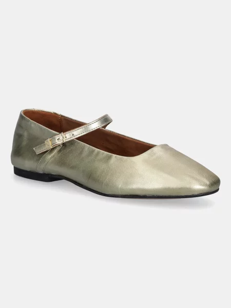 Usnjene balerinke Tommy Hilfiger HILFIGER GOLD BALLERINAS zlata
