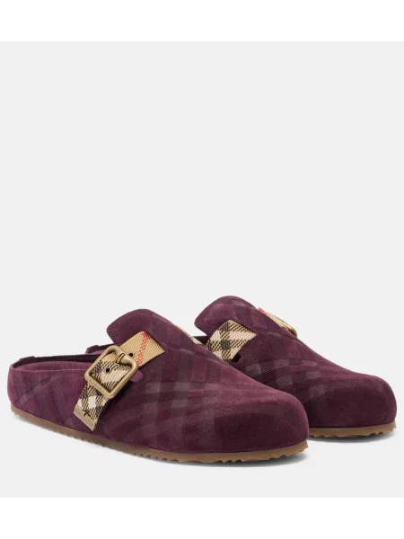Saboți Burberry din piele de căprioară