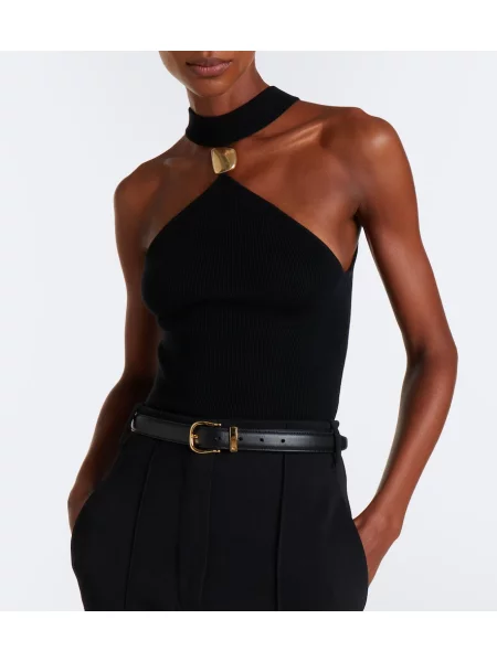 Top Simkhai de lână cu gât halter negru