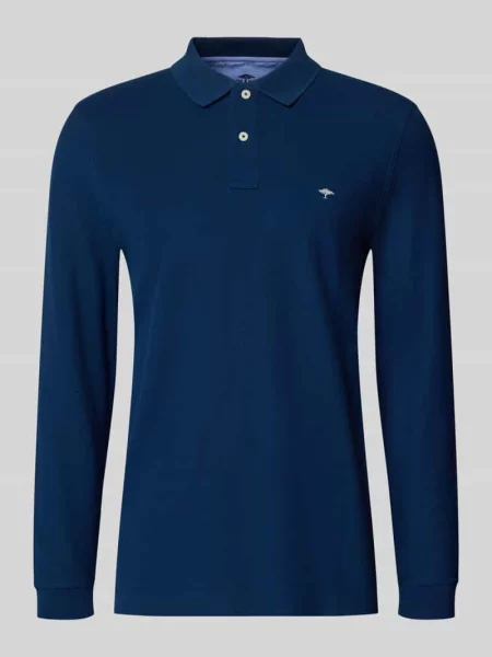 Koszulka polo z długim rękawem o kroju regular fit z wyhaftowanym logo Fynch-hatton granatowa