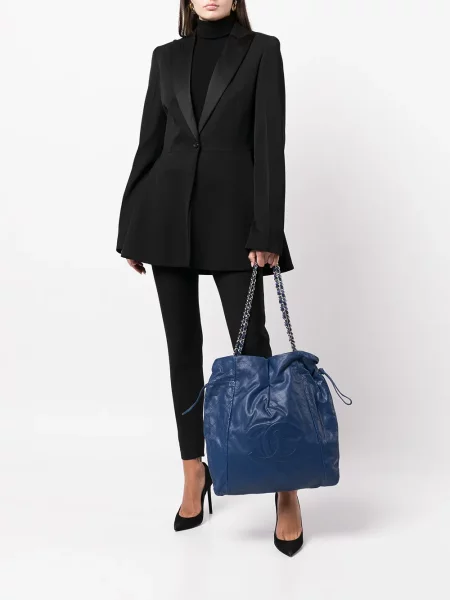Stahovací šňůrka kabelka Chanel Pre-owned modrá