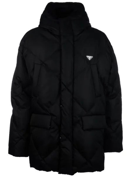 Palton Prada cu glugă negru