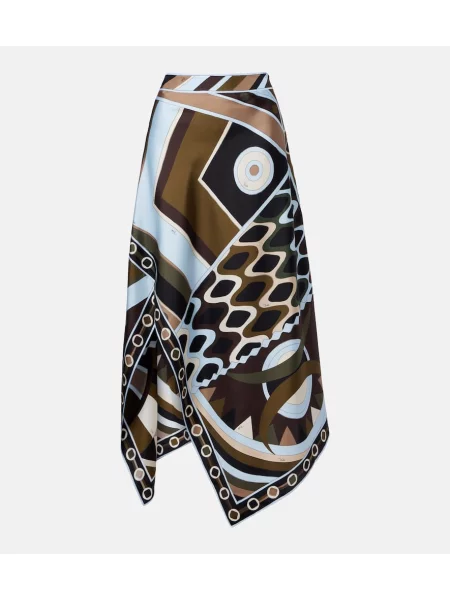 Fustă midi Pucci de mătase asimetrică până la genunchi