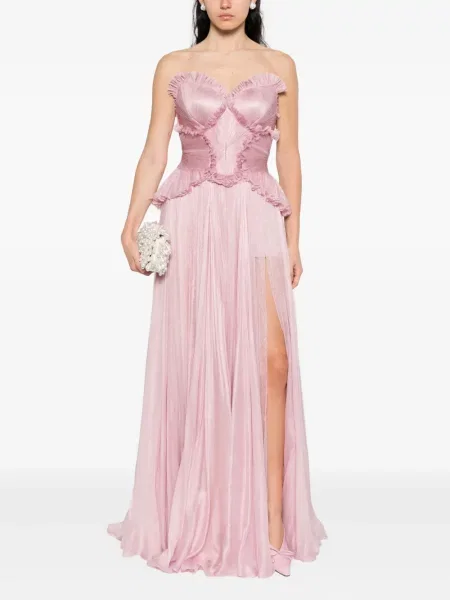 Rochie Iris Serban cu volane de costum roz
