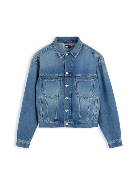Tommy Jeans Geacă de primăvară-toamnă albastru denim / roșu pepene alb