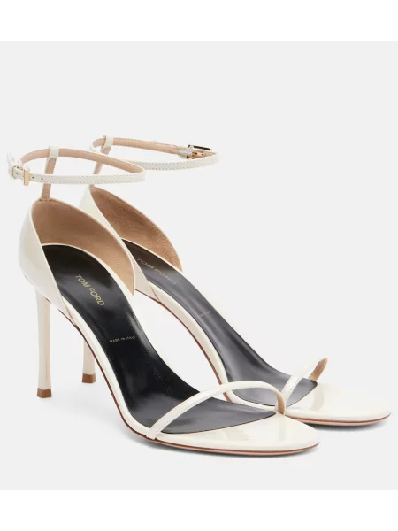 Sandale Tom Ford din piele de lac alb